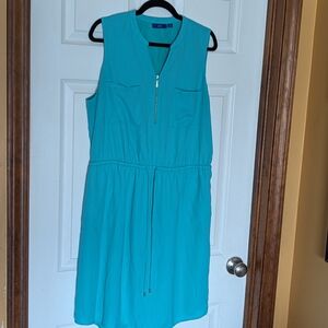 Apt. 9 Sleeveless Teal Zip-Front Drawstring Midi Dress